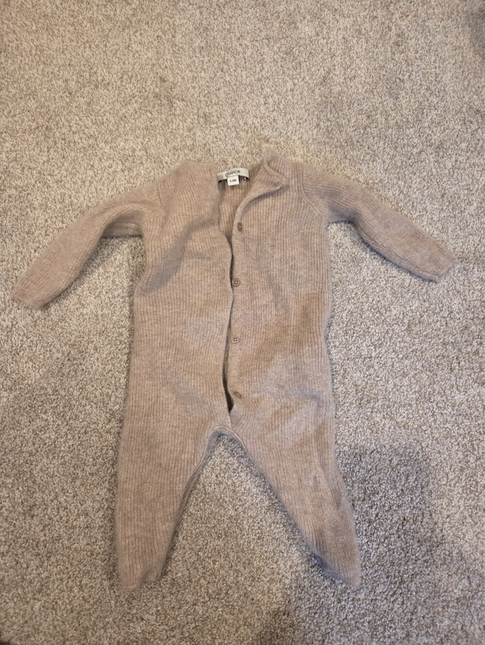 Quince 100% Cashmere Baby Romper | Oatmeal | 3-6M